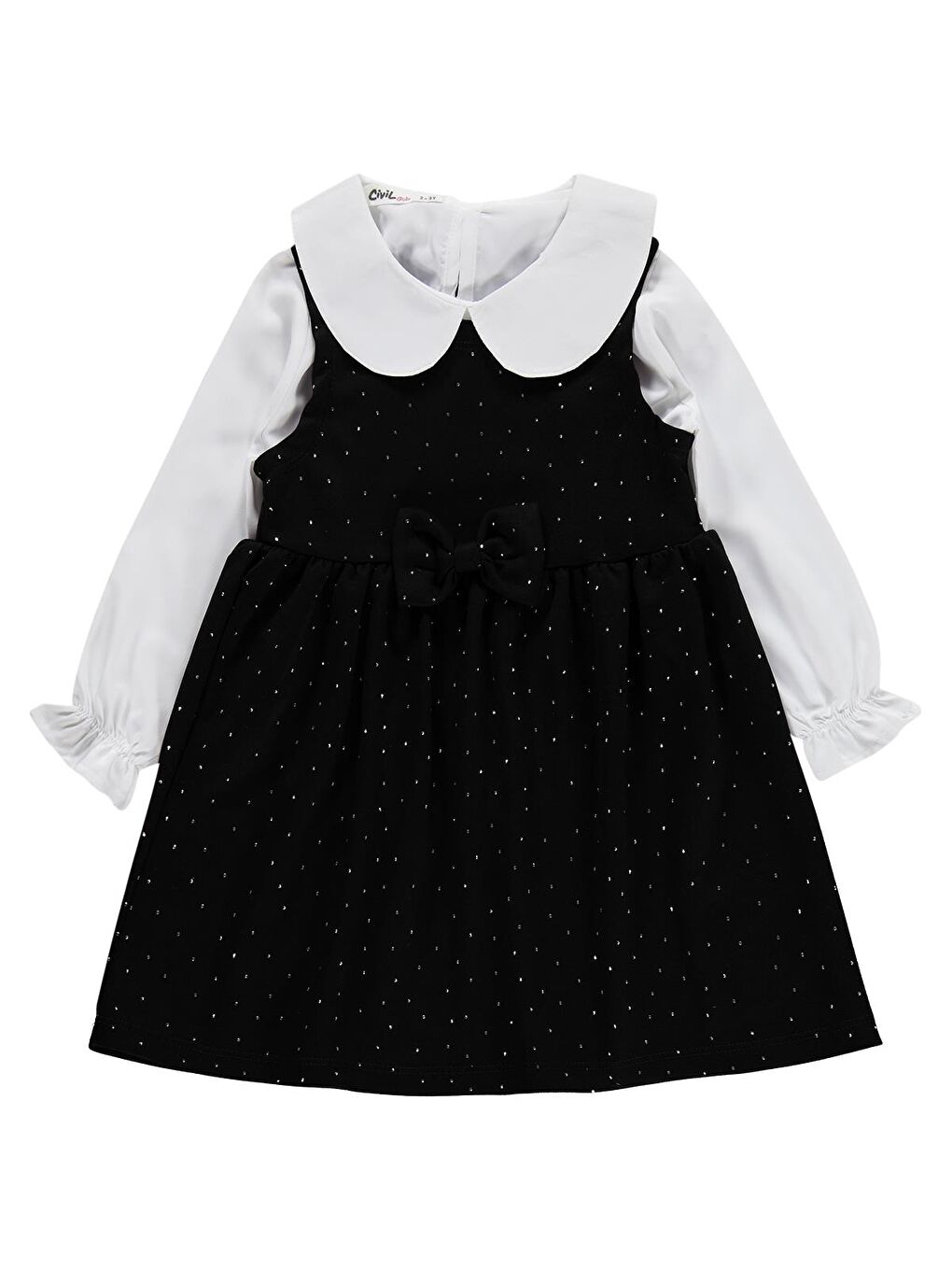 Girls Taş Baskılı 2-5 Yaş Elbise - Siyah
