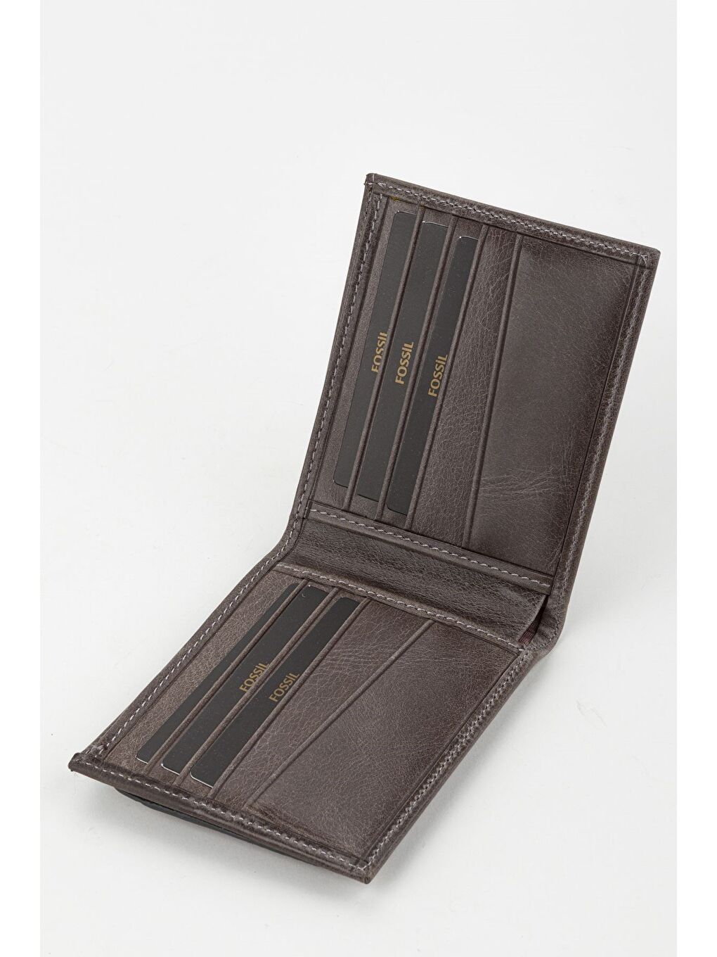 Kutulu Hakiki Deri Ekstra Kartlıklı Yatay Gri Crazy Erkek El Portföyü Cüzdan-3