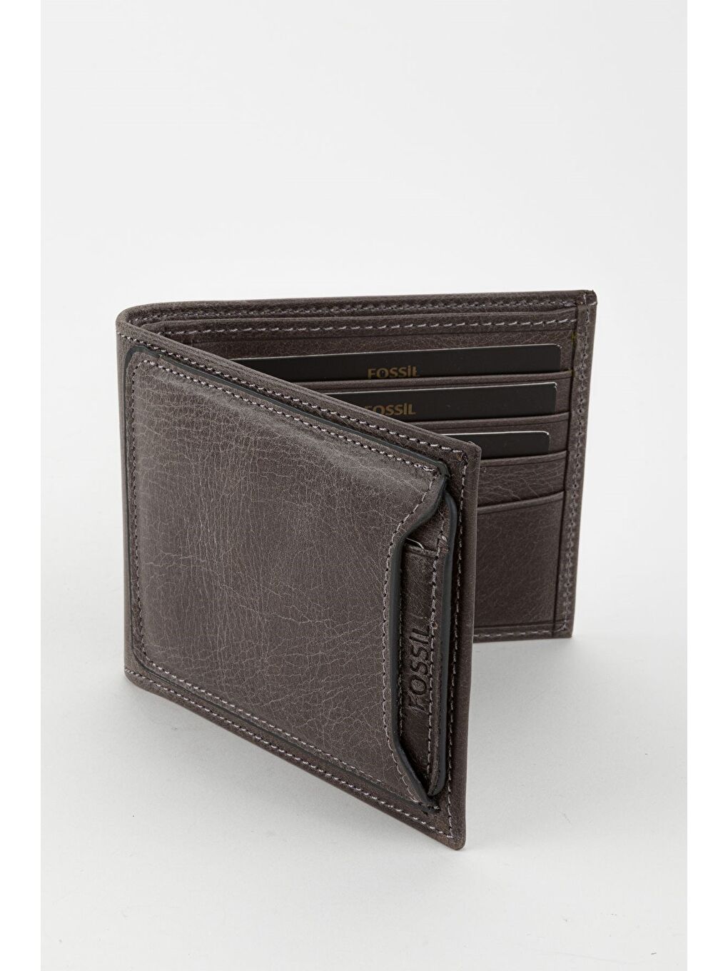 Kutulu Hakiki Deri Ekstra Kartlıklı Yatay Gri Crazy Erkek El Portföyü Cüzdan-4