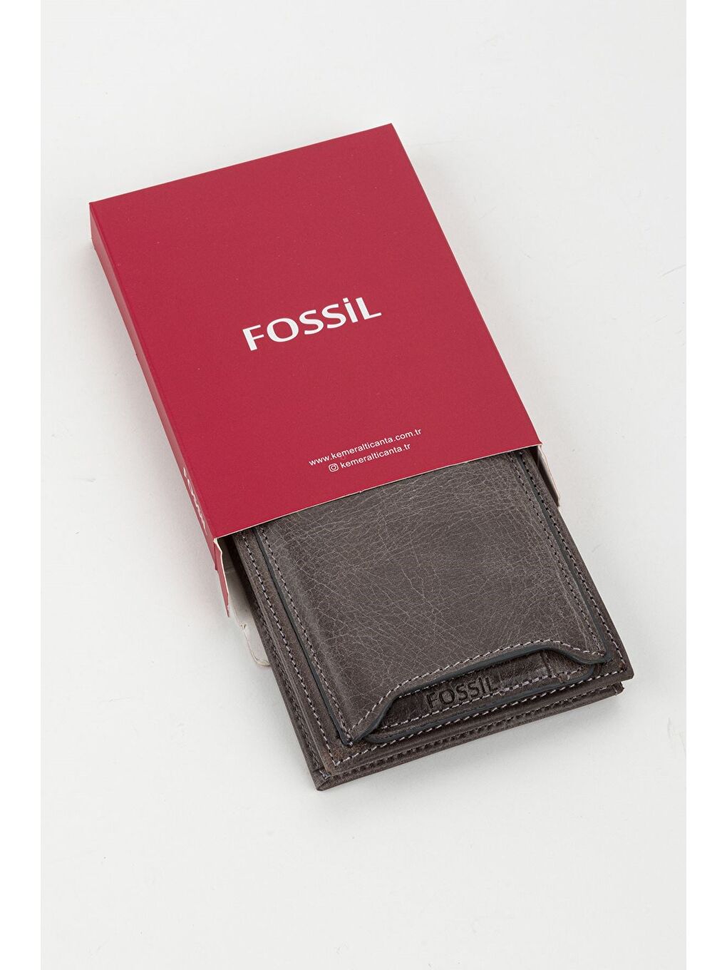 Kutulu Hakiki Deri Ekstra Kartlıklı Yatay Gri Crazy Erkek El Portföyü Cüzdan-5