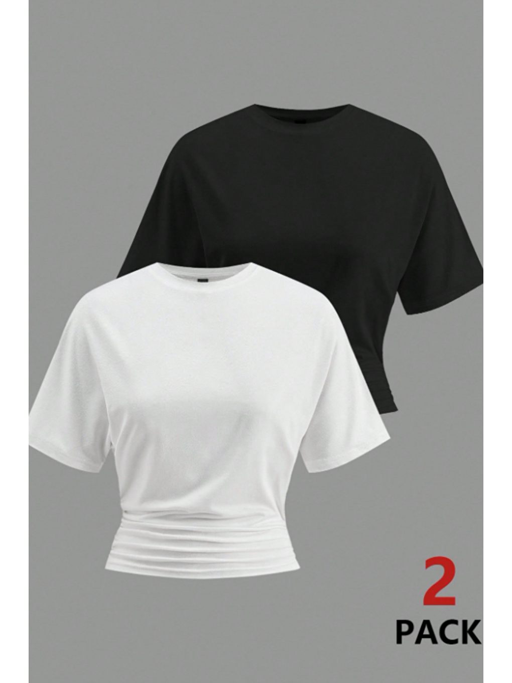 Kadın Beyaz-Siyah Kısa Kollu Crop Tişört – Bisiklet Yaka, Slim Fit, Günlük & Basic T-Shirt-1