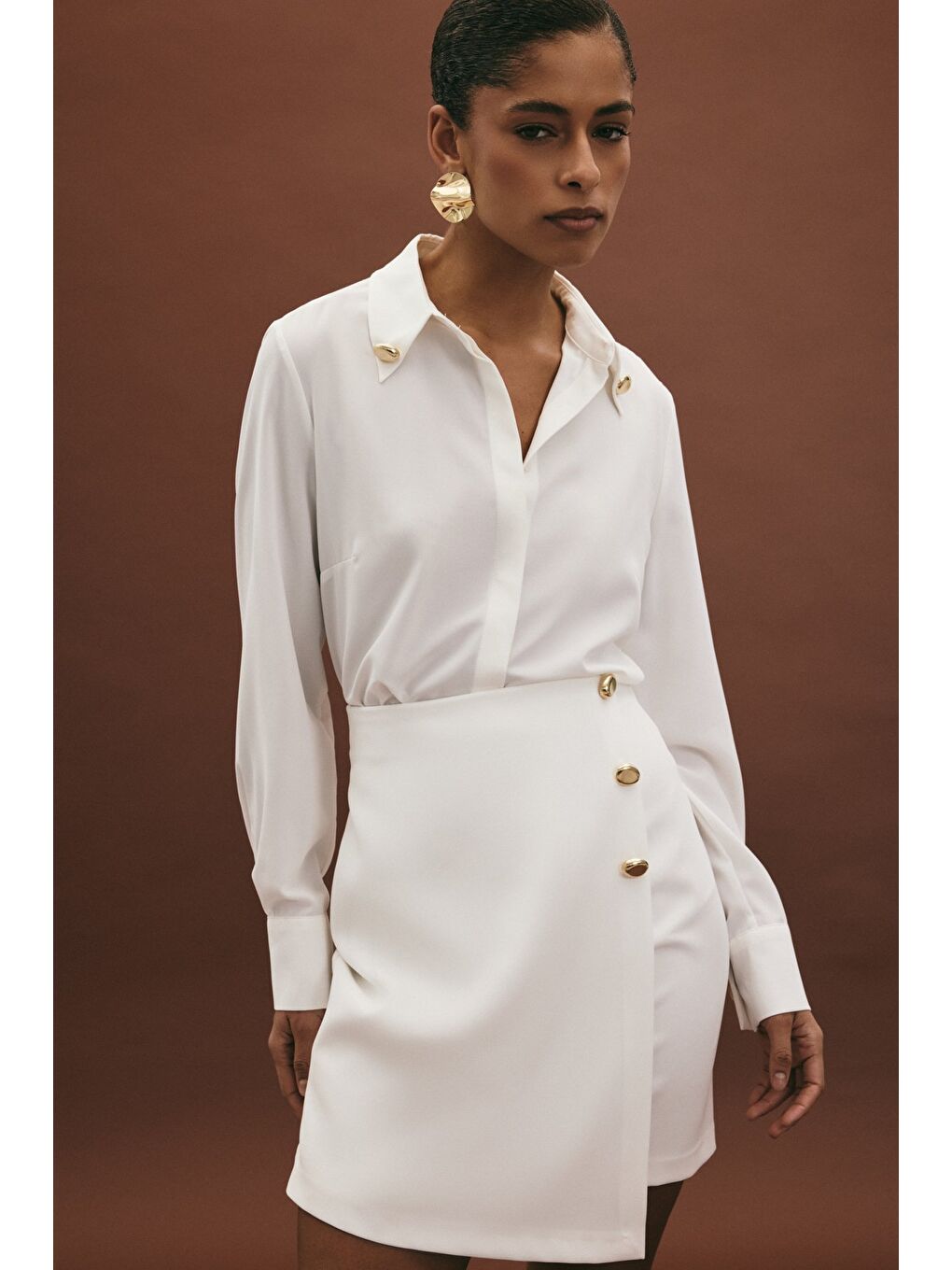 Lucy Mini Etek - Ekru-2