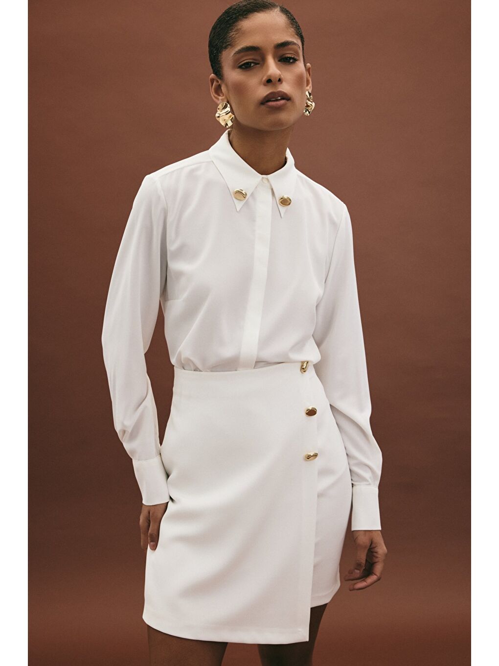 Lucy Mini Etek - Ekru-3