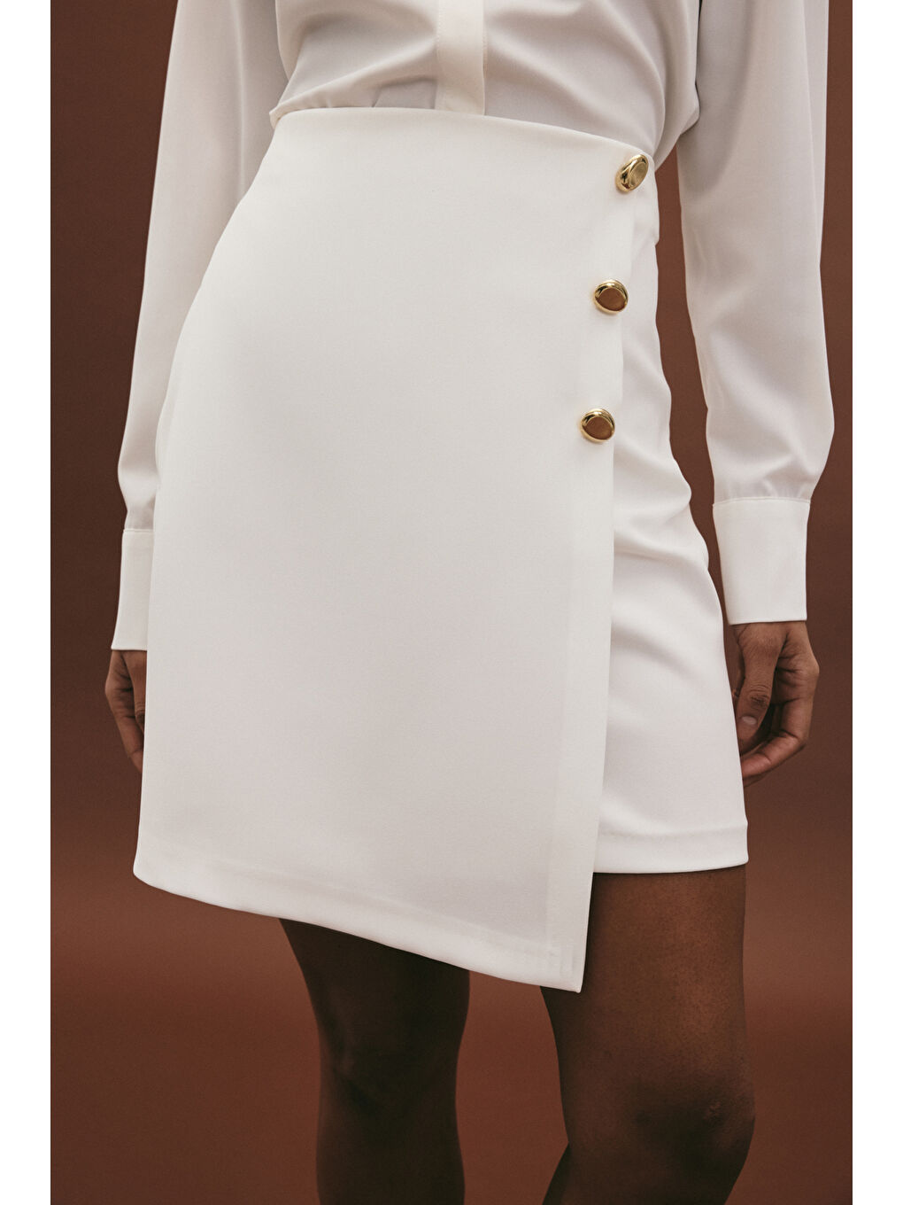 Lucy Mini Etek - Ekru-4