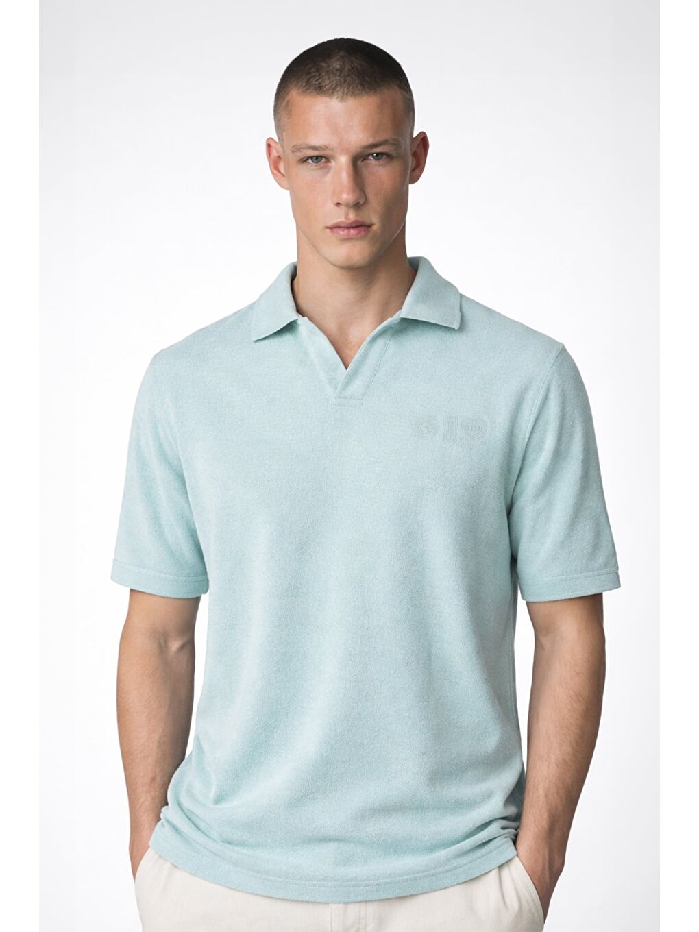 Yeşil Giotelli Erkek Mint Normal Kesim Regular Fit Havlu Polo Yaka Tişört