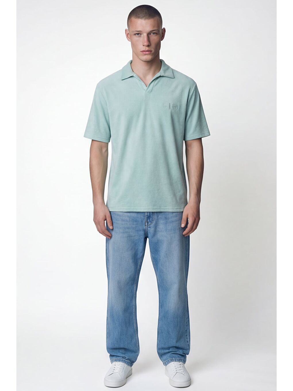 Yeşil Giotelli Erkek Mint Normal Kesim Regular Fit Havlu Polo Yaka Tişört-1