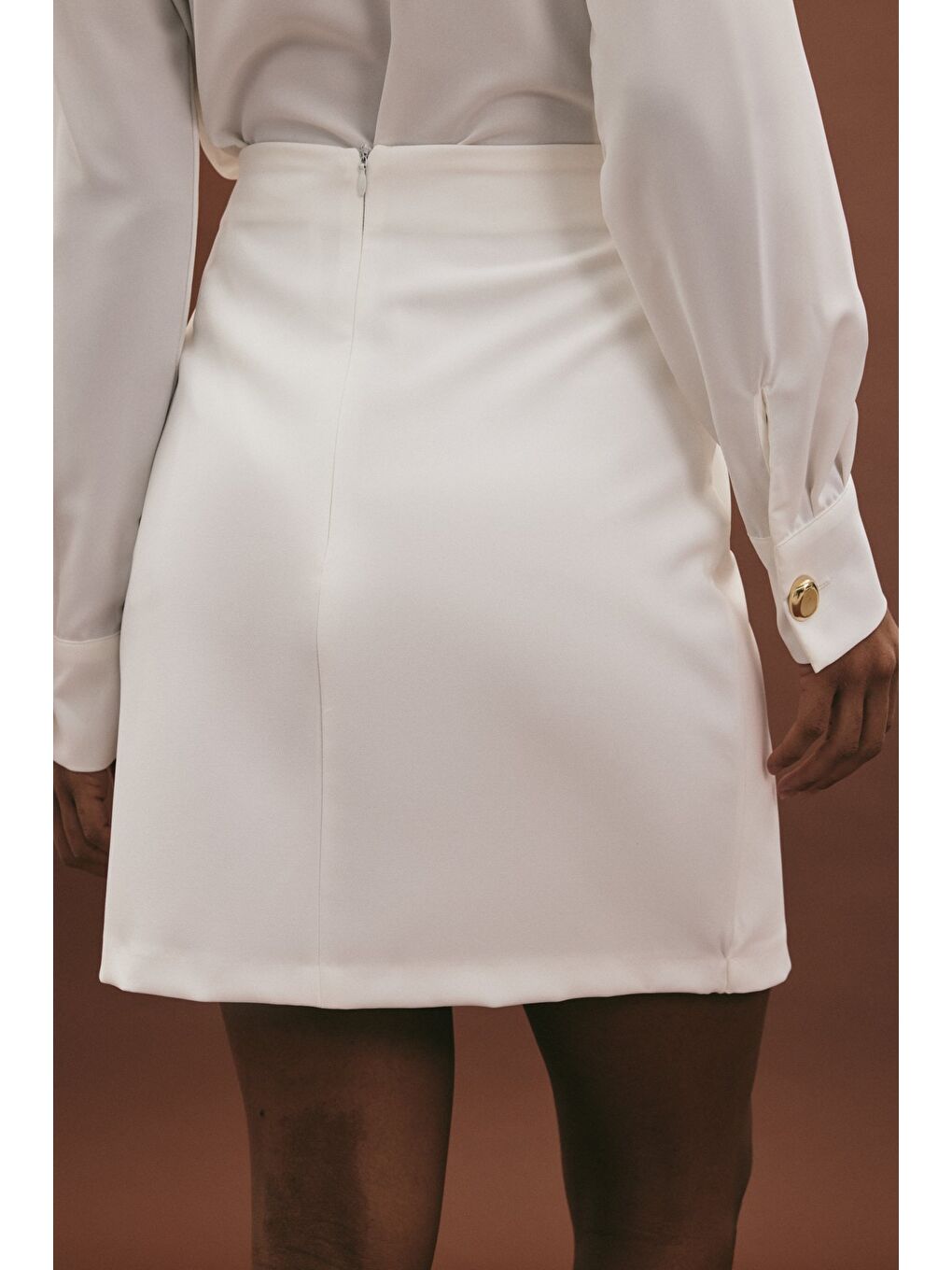 Lucy Mini Etek - Ekru-6