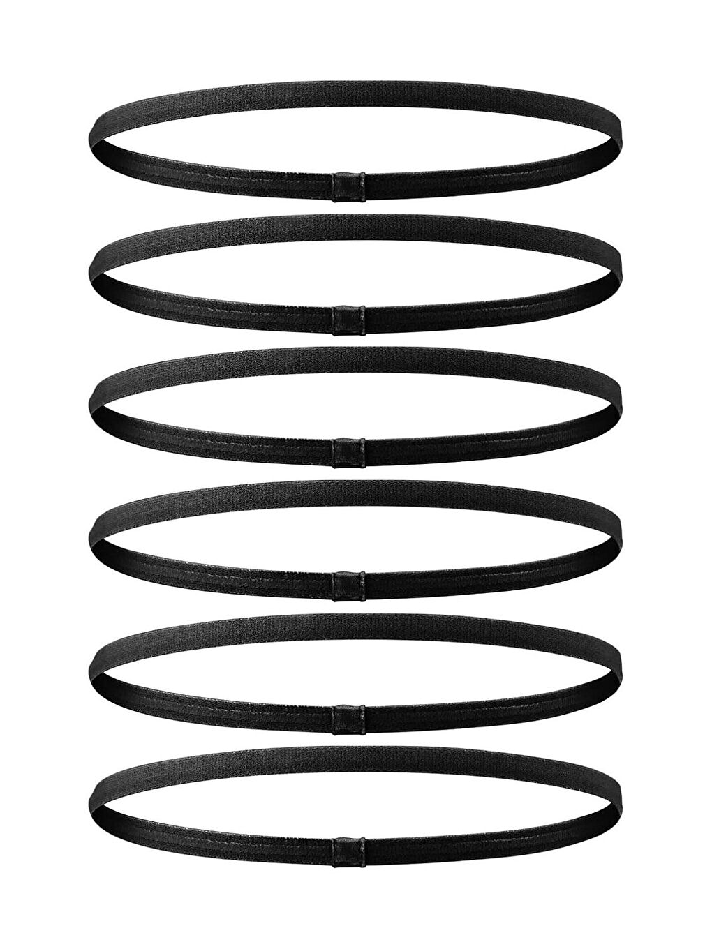Esnek Siyah Sporcu Saç Bandı 6'lı Paket-1