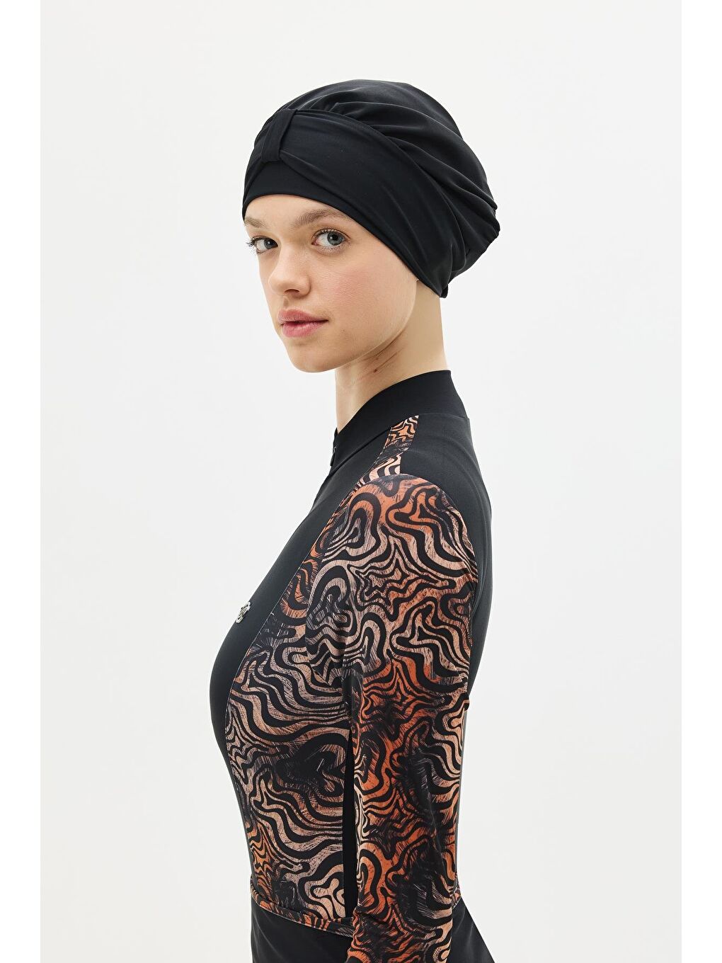 Kahverengi Etekli Taytlı Tam Kapalı Tesettür Mayo C13059 Leopar-7