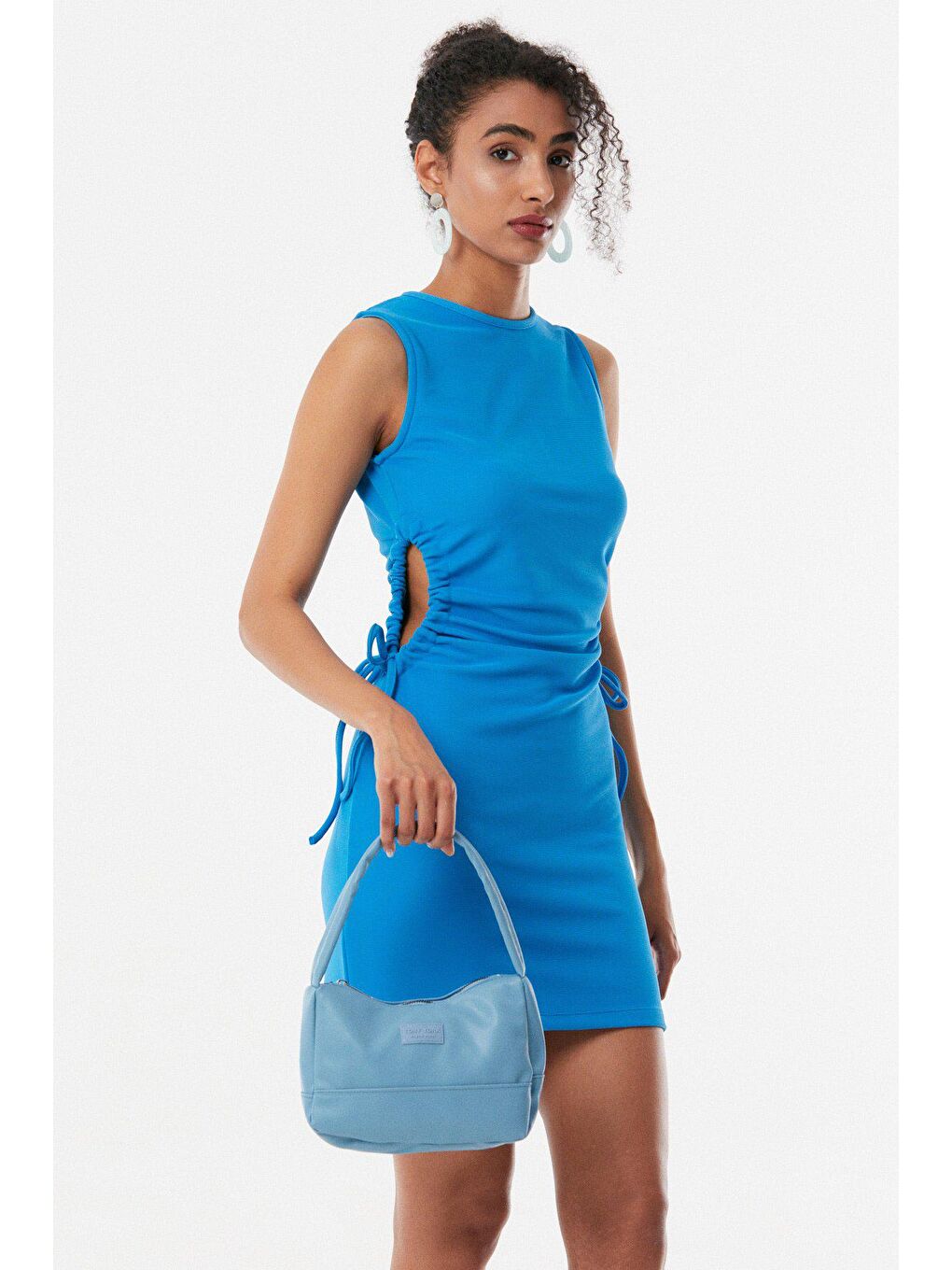 Mavi Fermuarlı Baget El Çantası-1
