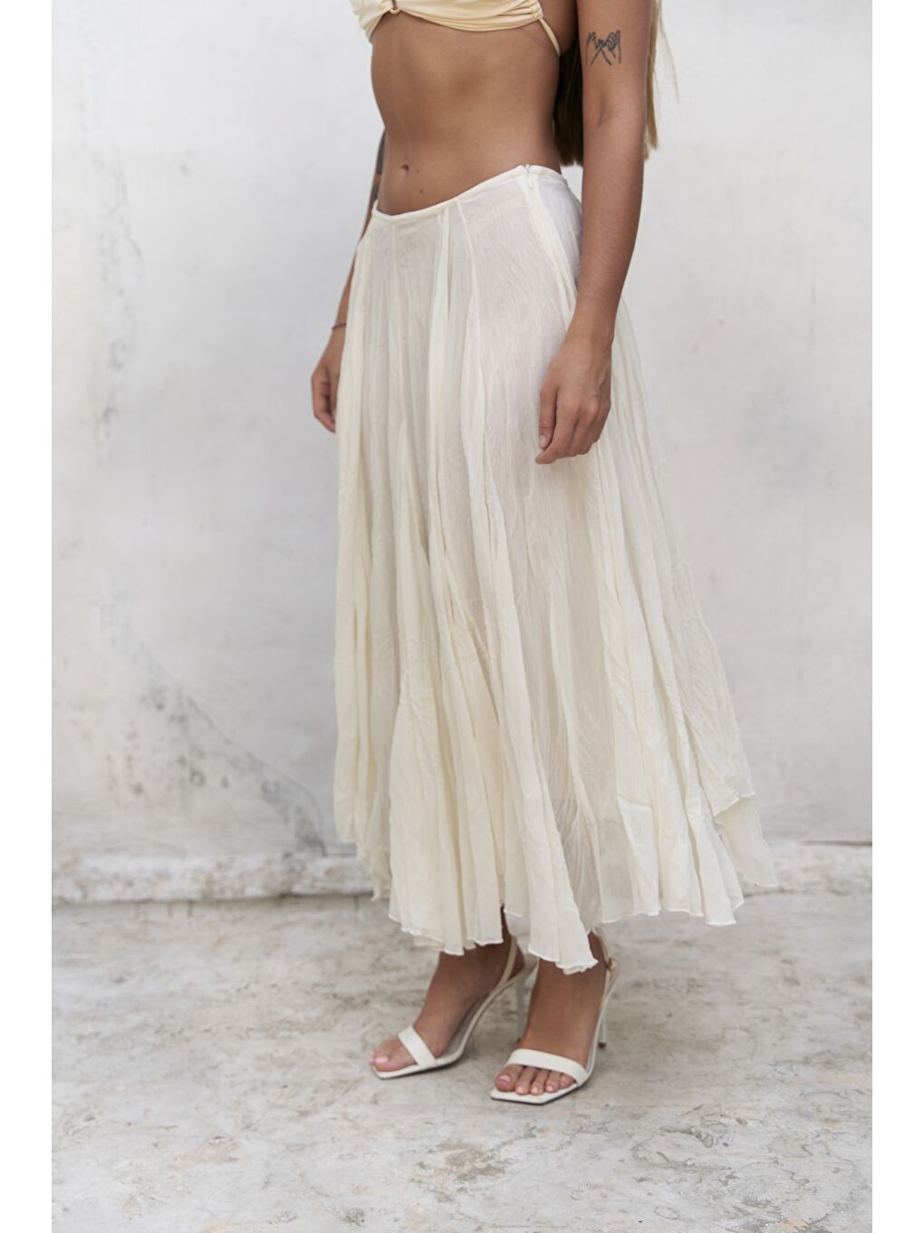 Assa Pileli Ekru Etek-1