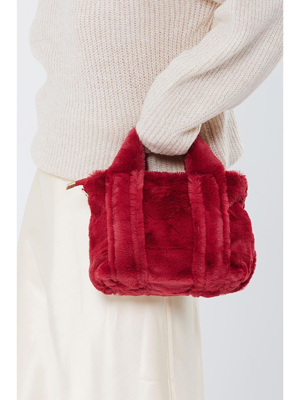 Uzun Askılı İthal Peluş Paul Kadın Çapraz Çanta Bordo-2