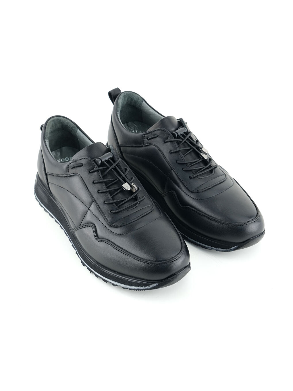 Siyah Erkek İç Dış Hakiki Deri Ortopedik Rahat Taban Bağcıklı Ayarlanabilir Günlük Spor Ayakkabı-2