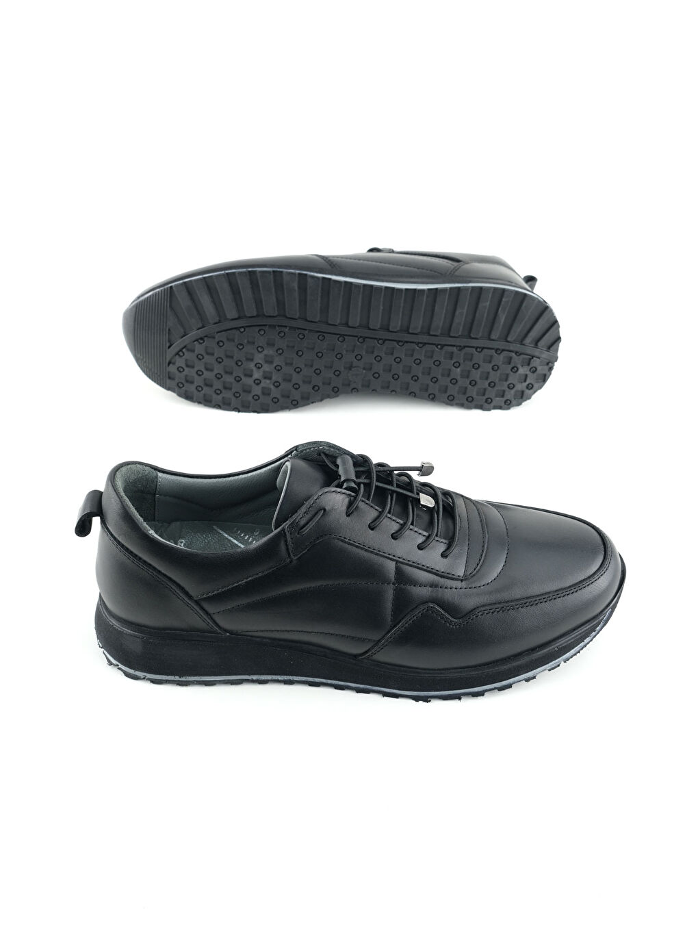 Siyah Erkek İç Dış Hakiki Deri Ortopedik Rahat Taban Bağcıklı Ayarlanabilir Günlük Spor Ayakkabı-4