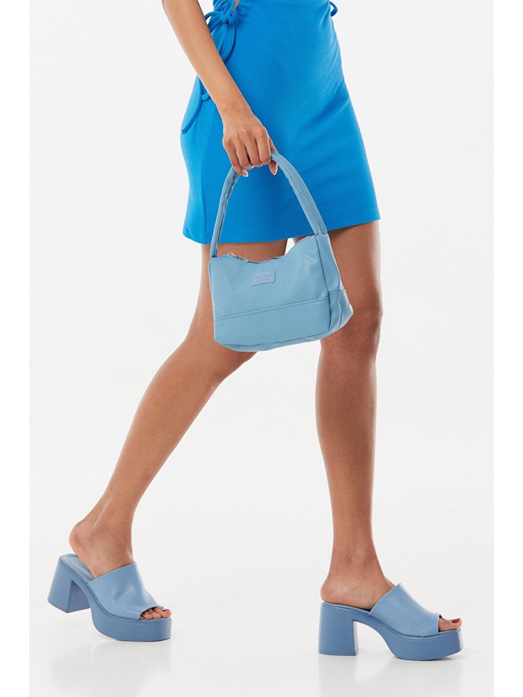 Mavi Fermuarlı Baget El Çantası-3