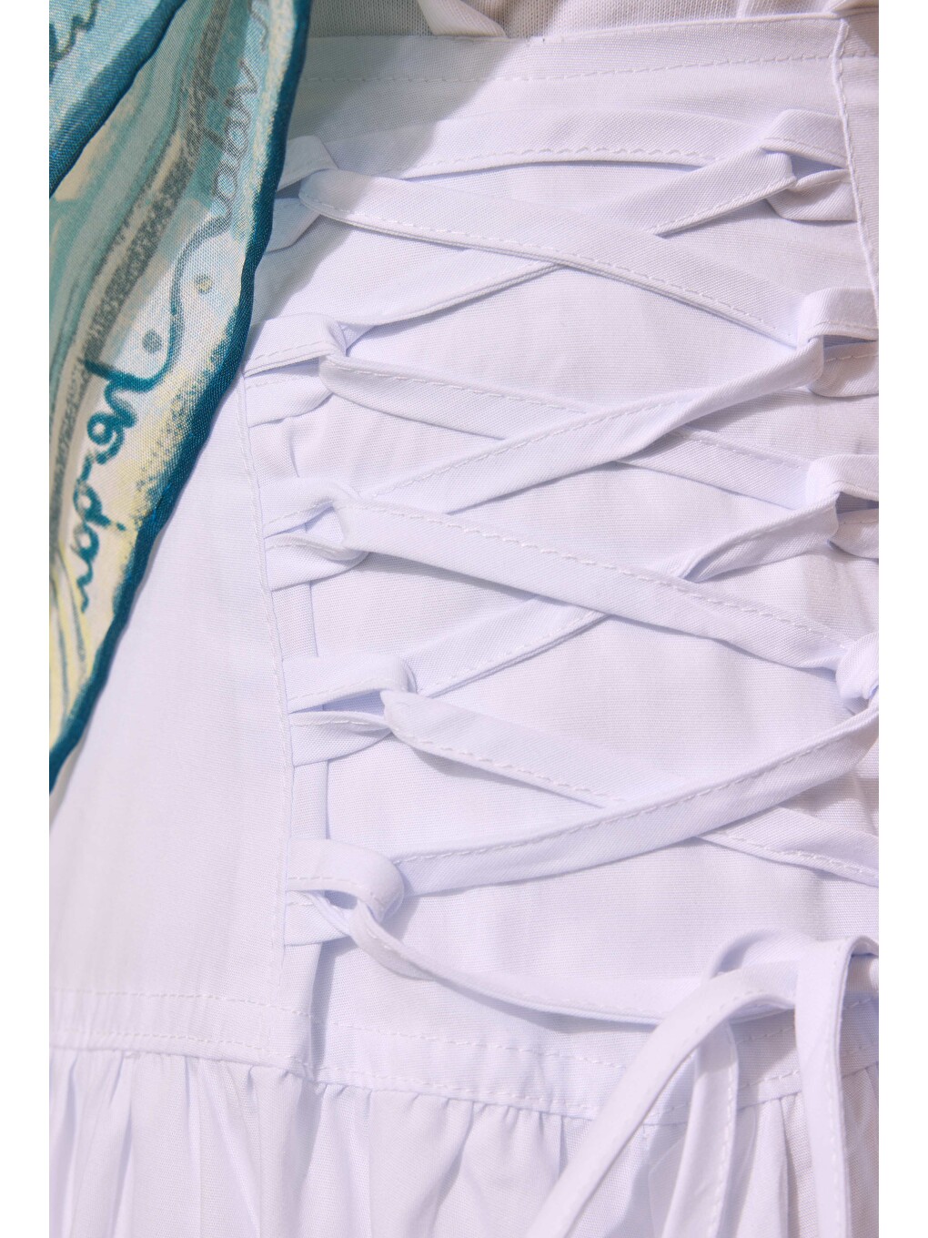 Bağlama Detaylı Poplin Etek Ekru-3