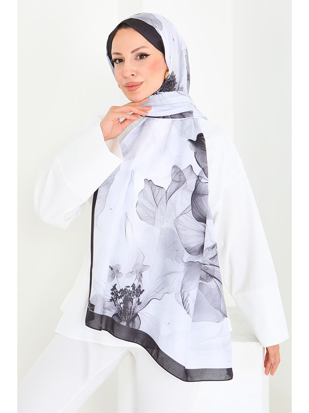 Soft Garden Serisi Pamuk Şal Siyah - 27920-SIYAH-1