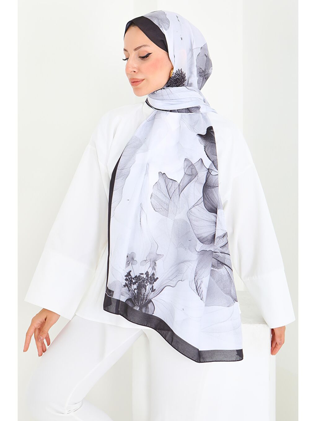 Soft Garden Serisi Pamuk Şal Siyah - 27920-SIYAH-2