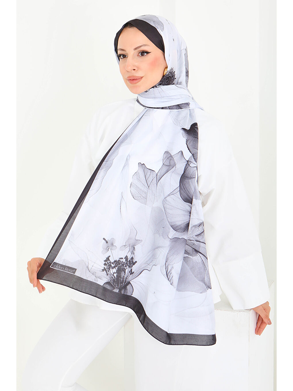 Soft Garden Serisi Pamuk Şal Siyah - 27920-SIYAH-3