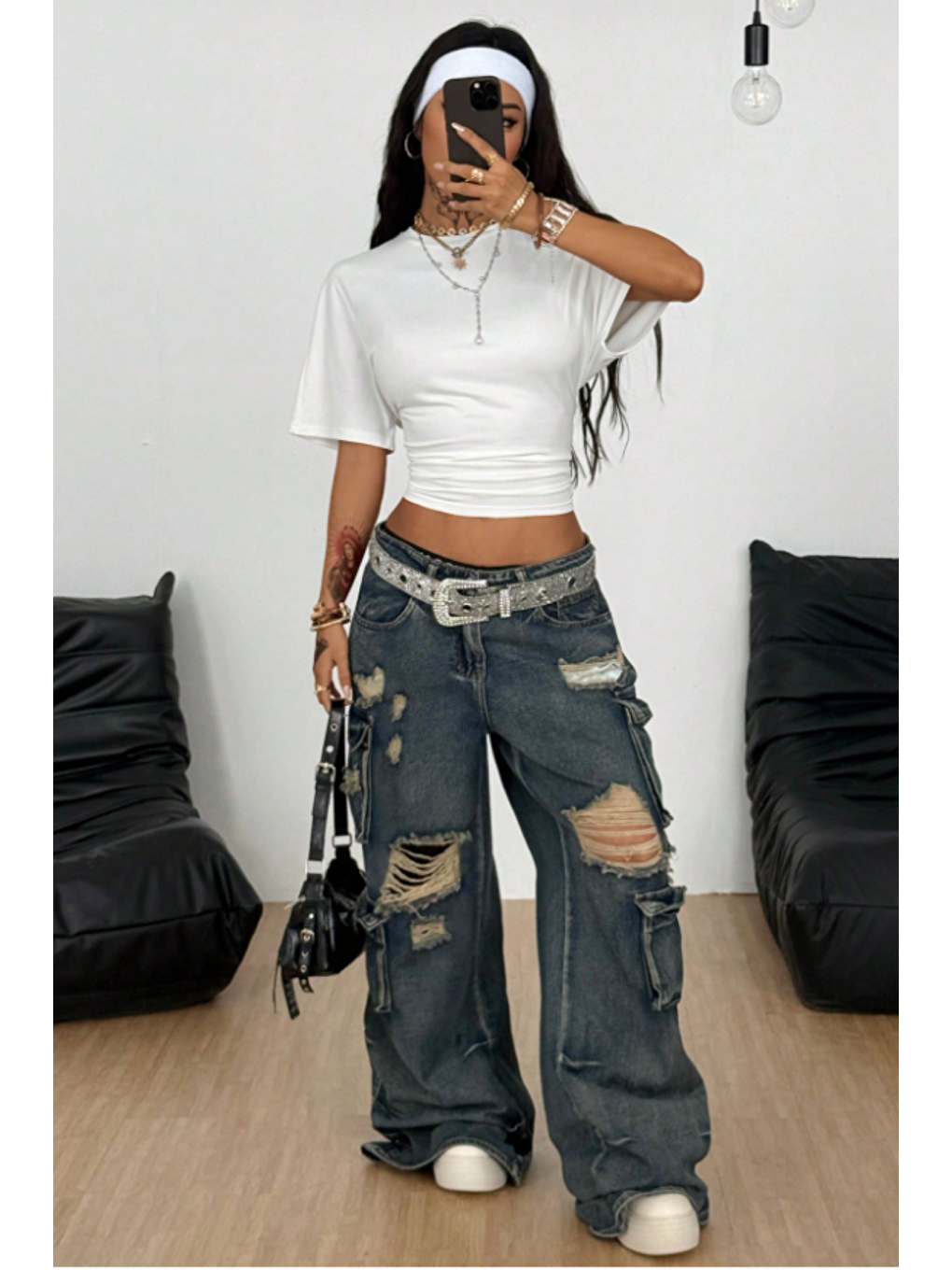 Kadın Beyaz Kısa Kollu Crop Tişört – Bisiklet Yaka, Slim Fit, Günlük & Basic T-Shirt-3