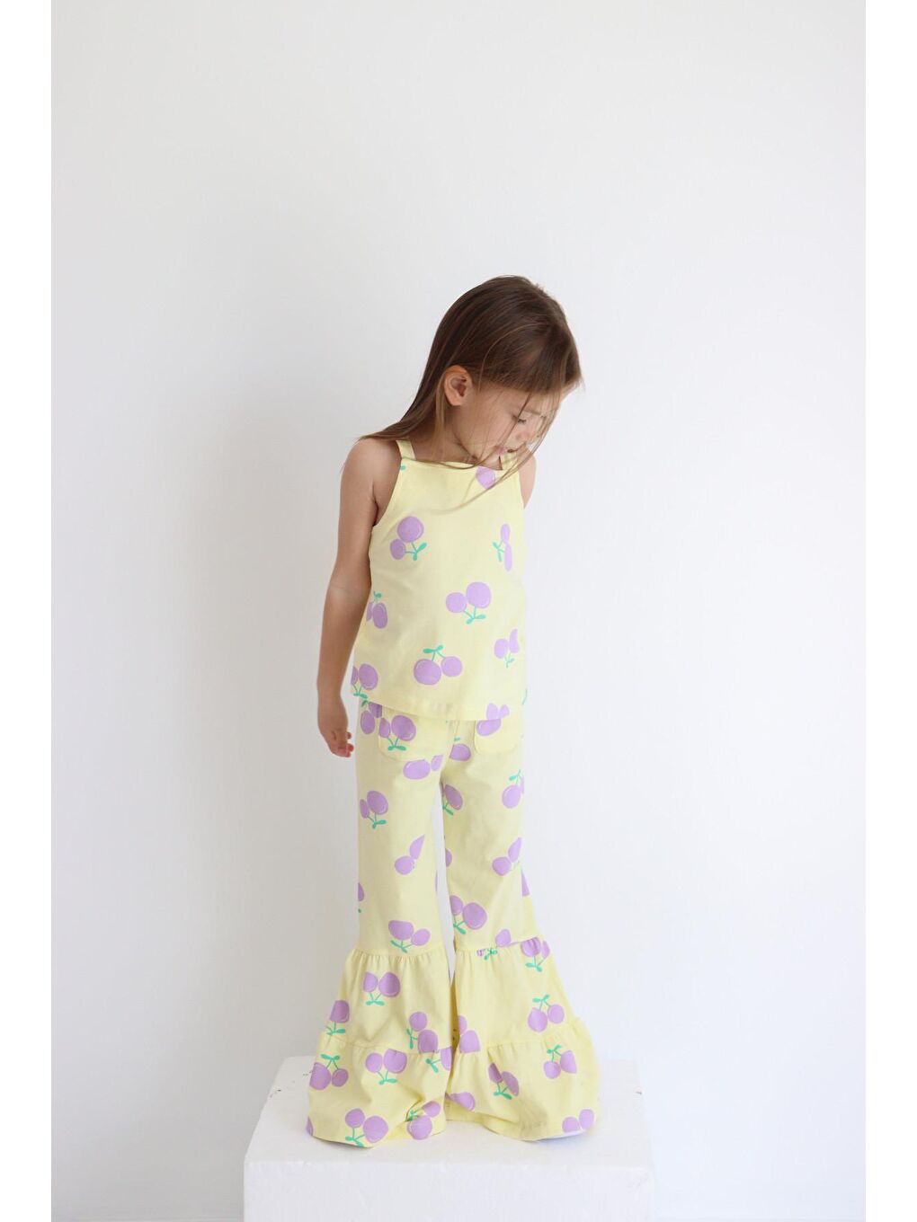 Sarı Kız Çocuk Kolsuz İspanyol PAça  Yazlık Basic Takım 2-5 yaş-3