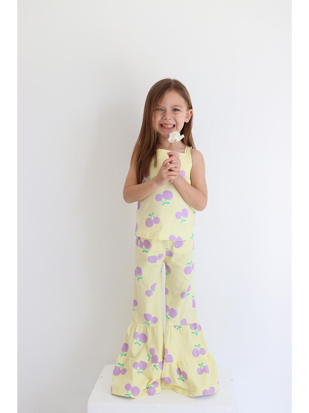 Sarı Kız Çocuk Kolsuz İspanyol PAça  Yazlık Basic Takım 2-5 yaş-4