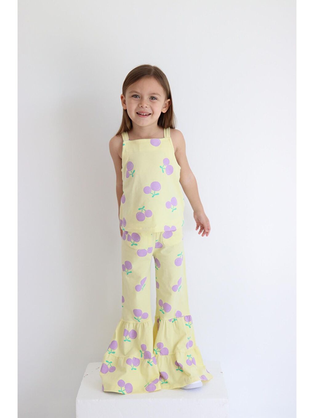 Sarı Kız Çocuk Kolsuz İspanyol PAça  Yazlık Basic Takım 2-5 yaş-5