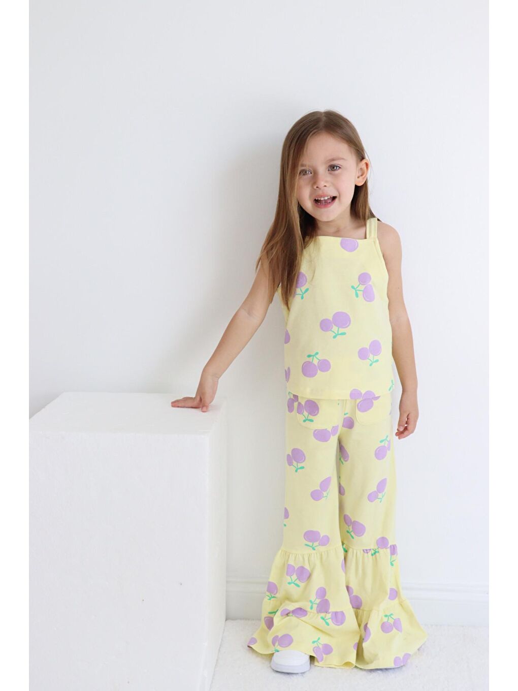 Sarı Kız Çocuk Kolsuz İspanyol PAça  Yazlık Basic Takım 2-5 yaş-6