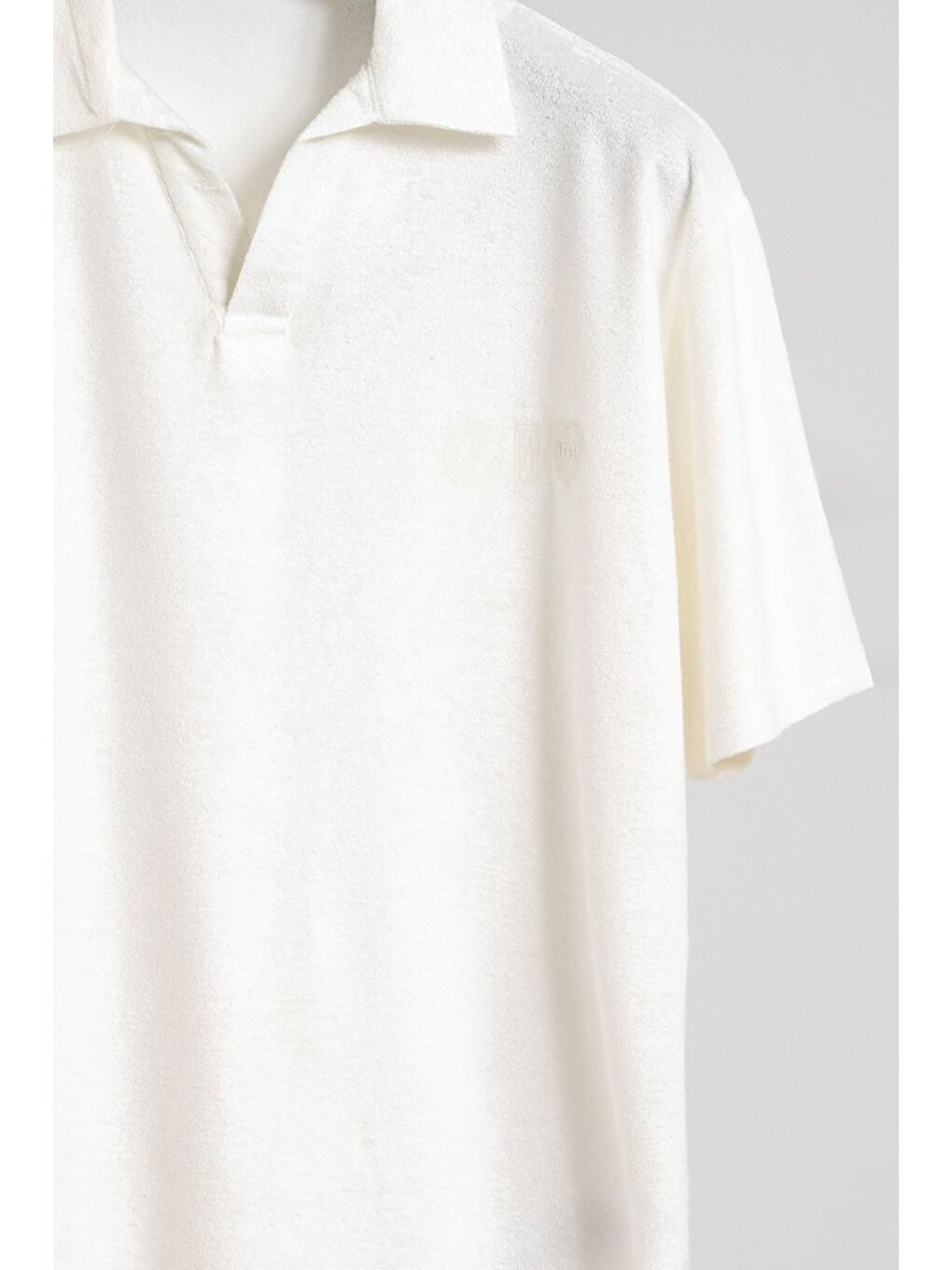 Beyaz Polo Yaka Havlu T-Shirt-2