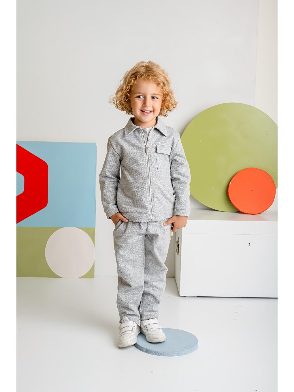 Erkek Çocuk Fermuarlı Örme Ceket - Gri