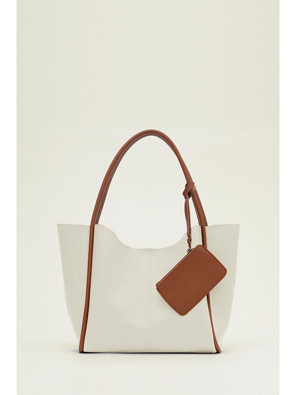 Ekru Cüzdanlı Krem Kadın Omuz Çantası-1