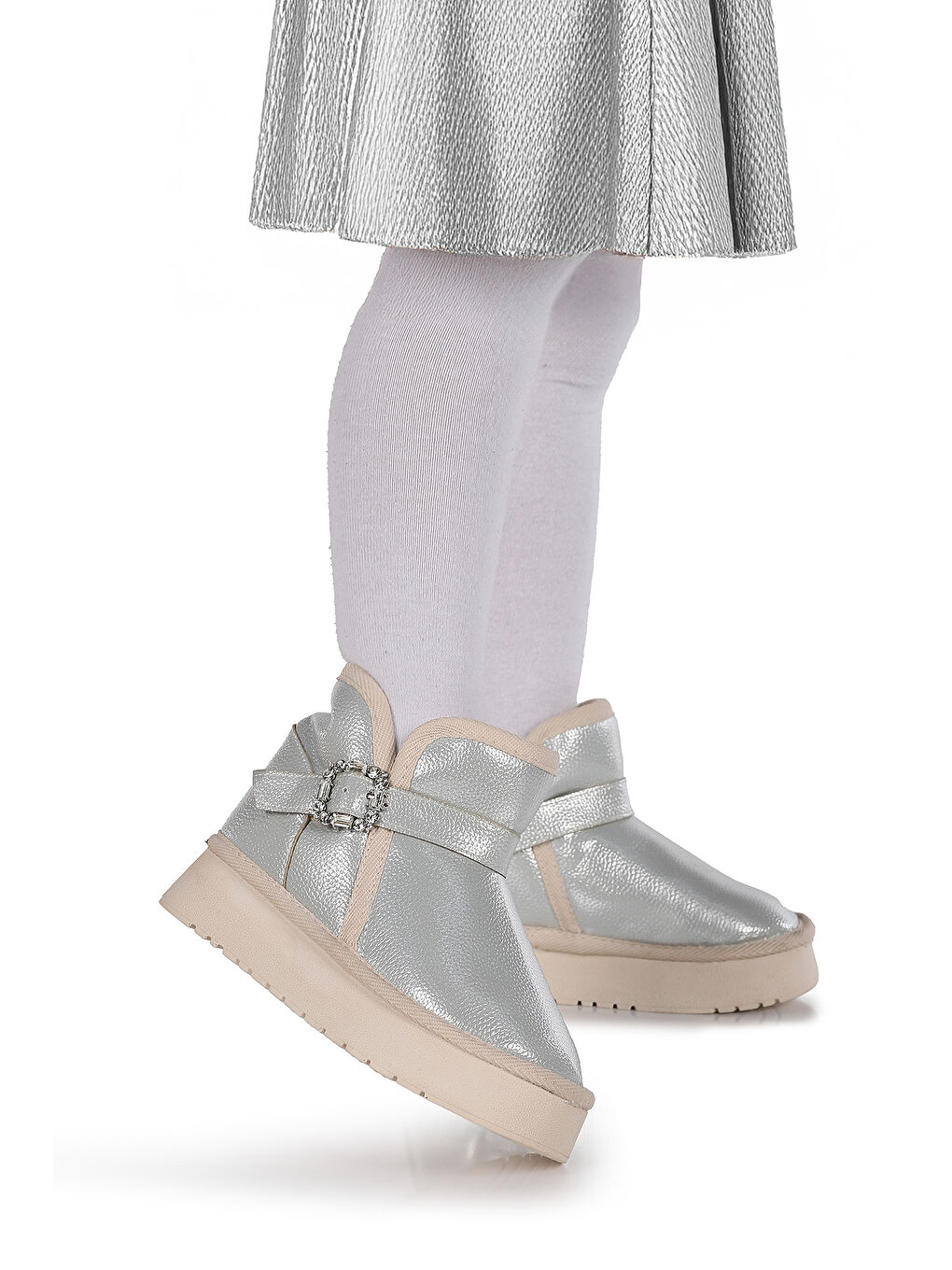 Gri Rokca Cilt Kemerli Kız Çocuk Bot Ayakkabı-2