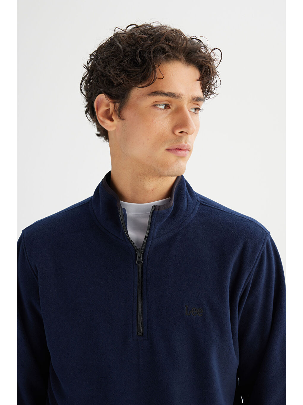 Regular Fit Dik Yaka Yarım Fermuarlı Lacivert Polar-3