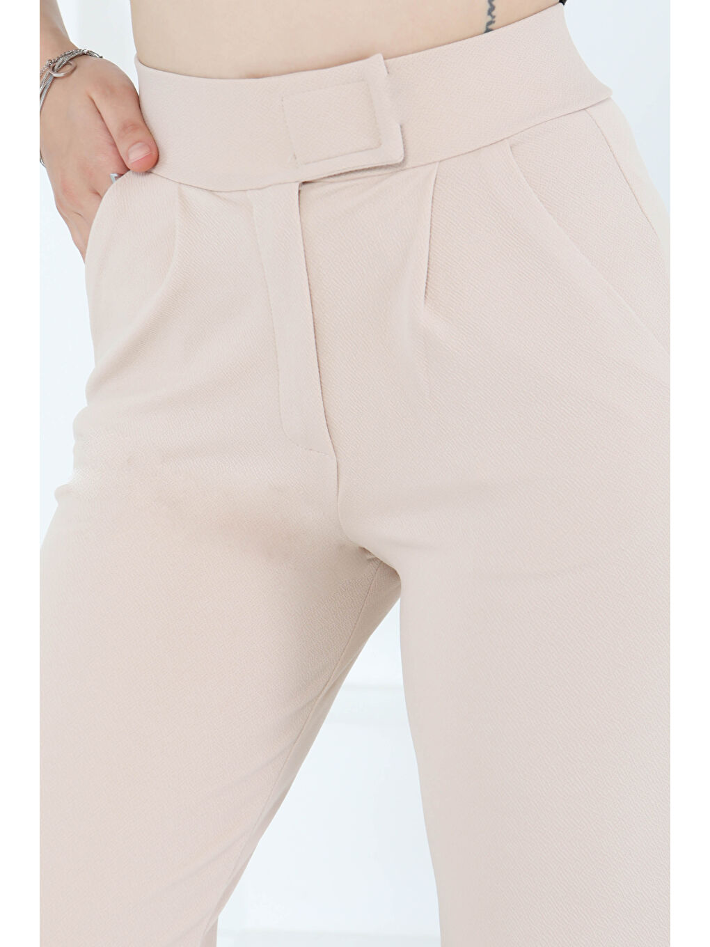 Cırtlı Spor Pantolon Bej - 27351-3