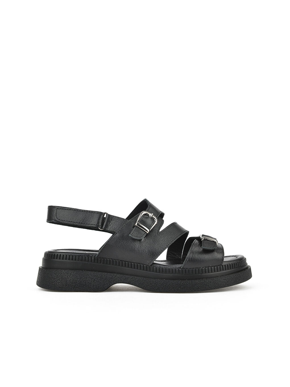 Kadın Hakiki Deri Dolgu Topuk Sandalet 1511020Z6122 Siyah