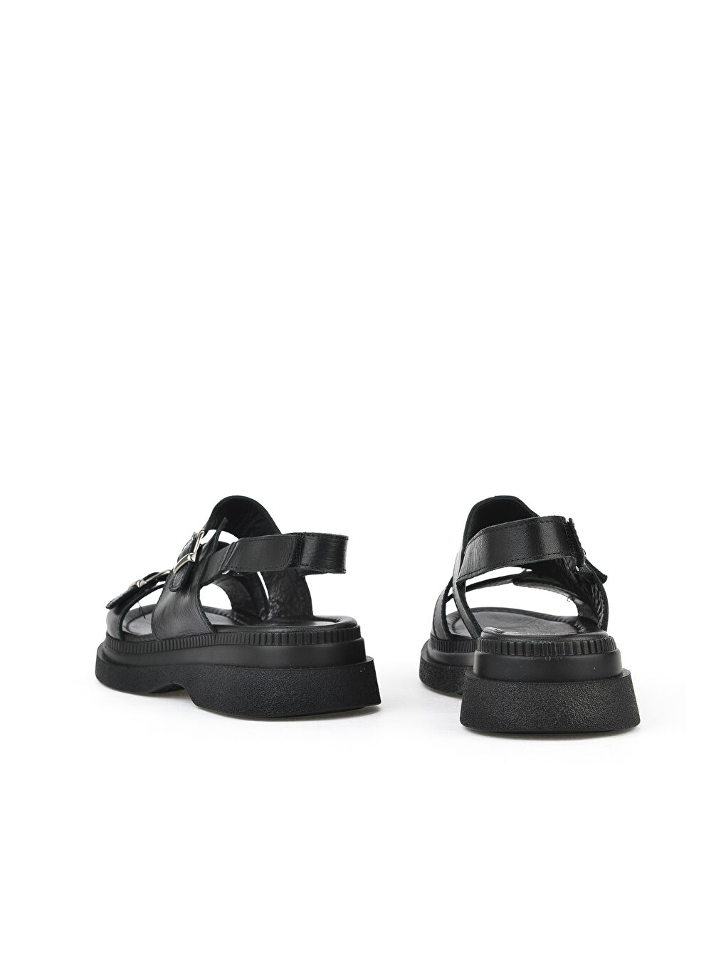 Kadın Hakiki Deri Dolgu Topuk Sandalet 1511020Z6122 Siyah-2