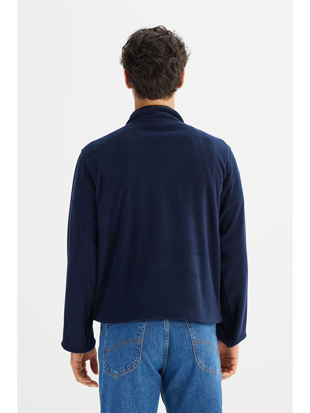 Regular Fit Dik Yaka Yarım Fermuarlı Lacivert Polar-4