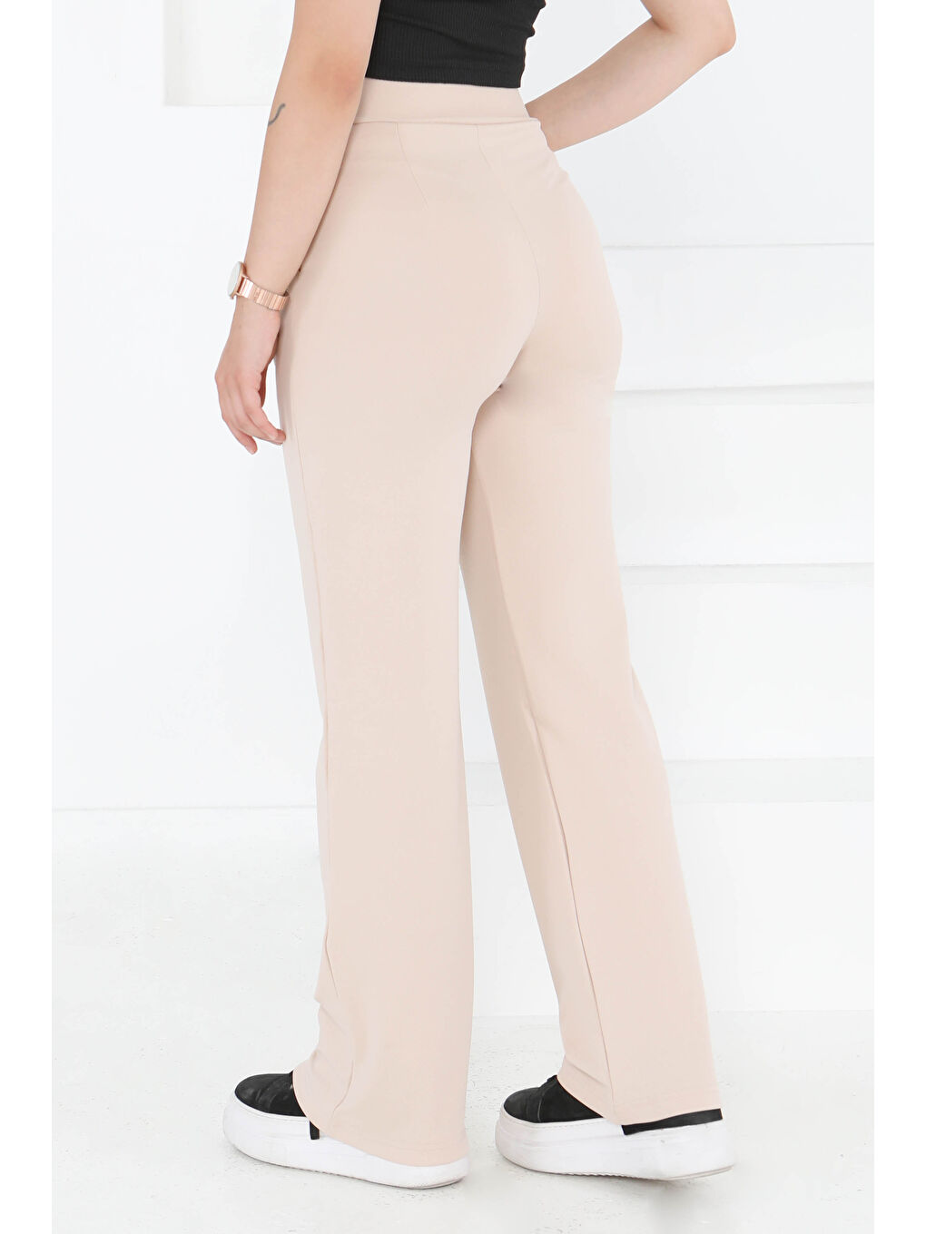 Cırtlı Spor Pantolon Bej - 27351-4