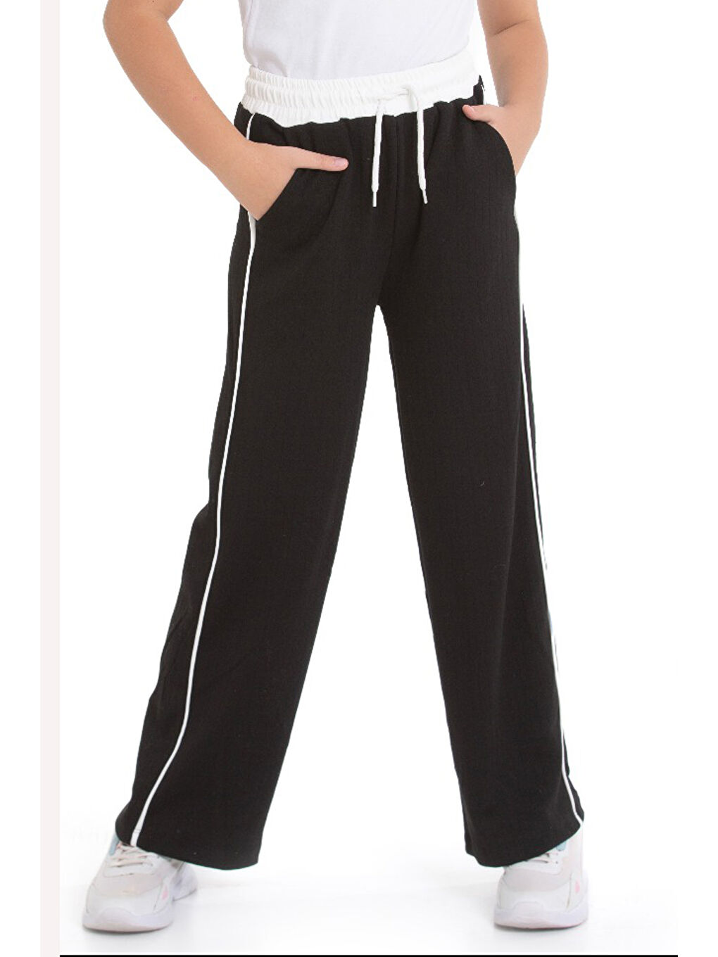 Siyah Kız Çocuk Eşofman Alt 7-14 Yaş Double Face Kumaş 12344-2