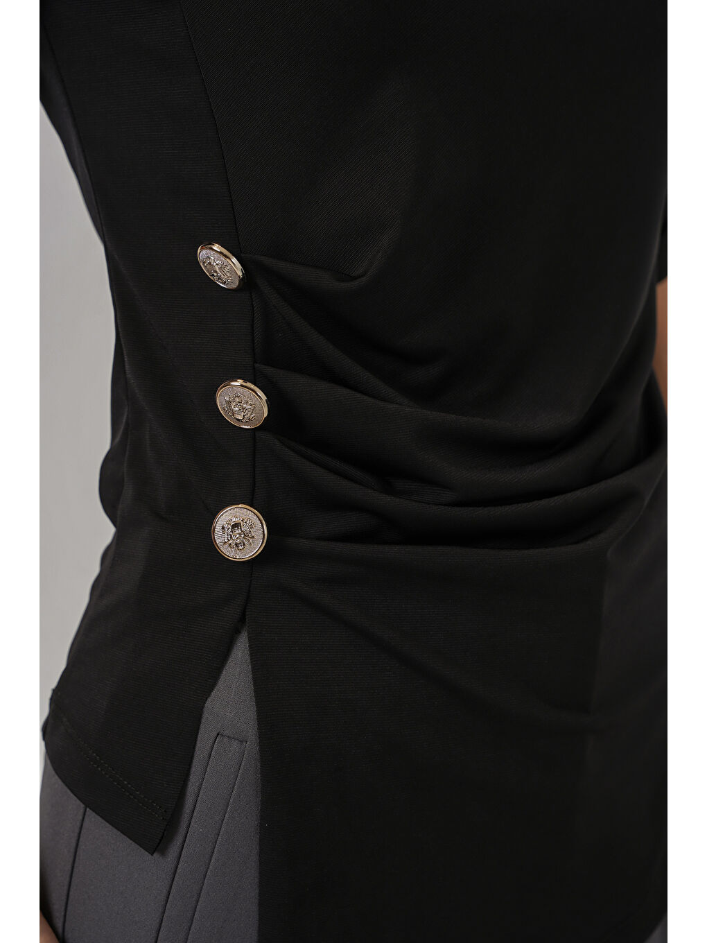 Kadın Düğme Detaylı Sandy Bluz 992 - Siyah-4