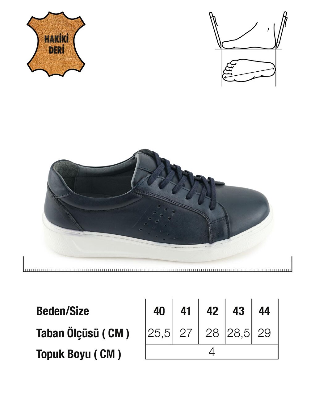Lacivert Erkek İç Dış Hakiki Deri Ortopedik Rahat Taban Bağcıklı Ayarlanabilir Günlük Spor Ayakkabı-1