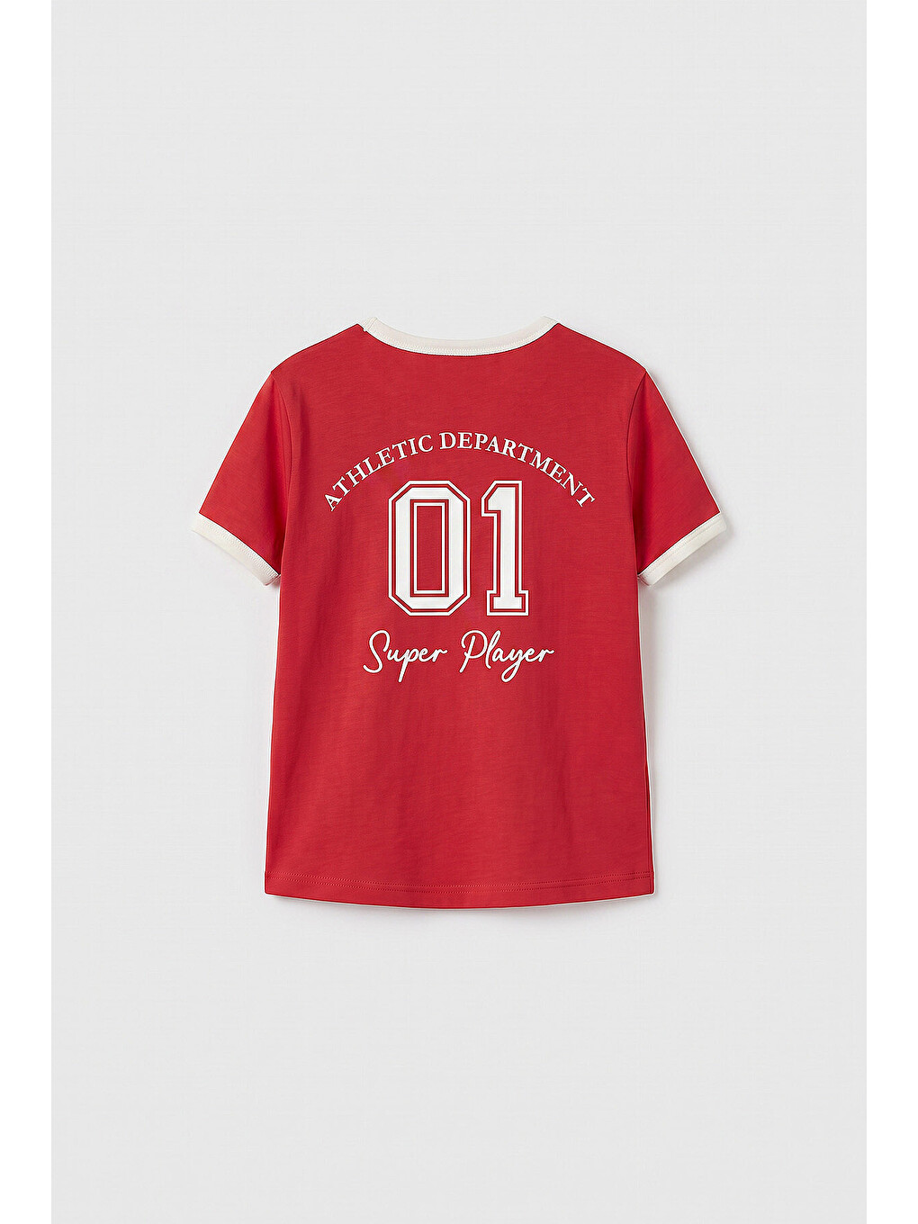 Kırmızı Fiesta Omuz Biye Detaylı Baskılı Kız Çocuk T-shirt - 75181-1
