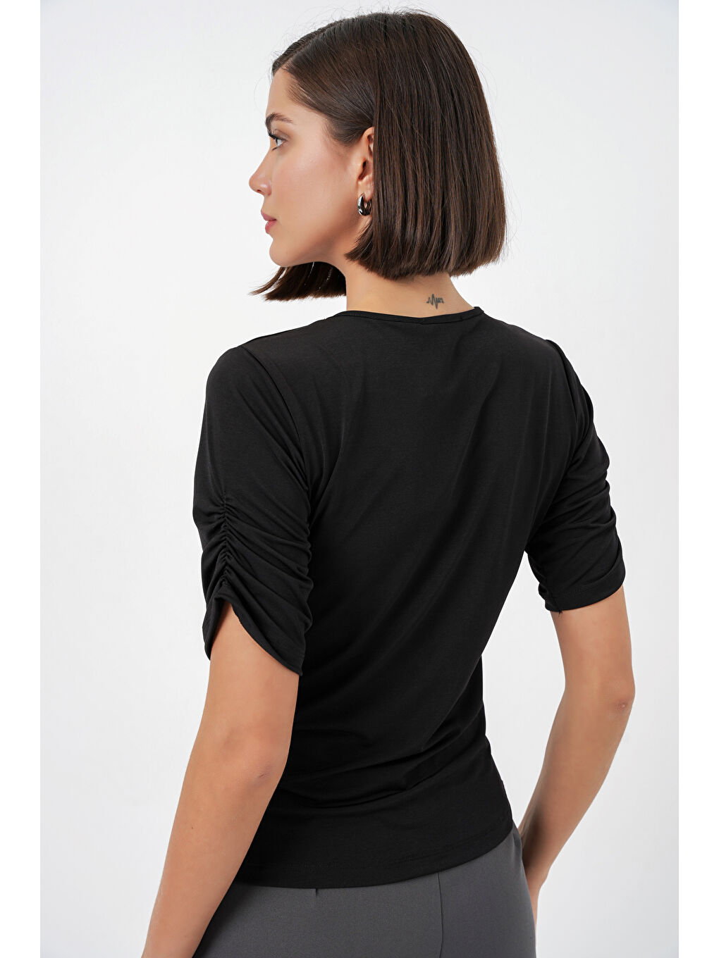 Kadın Düğme Detaylı Sandy Bluz 992 - Siyah-5