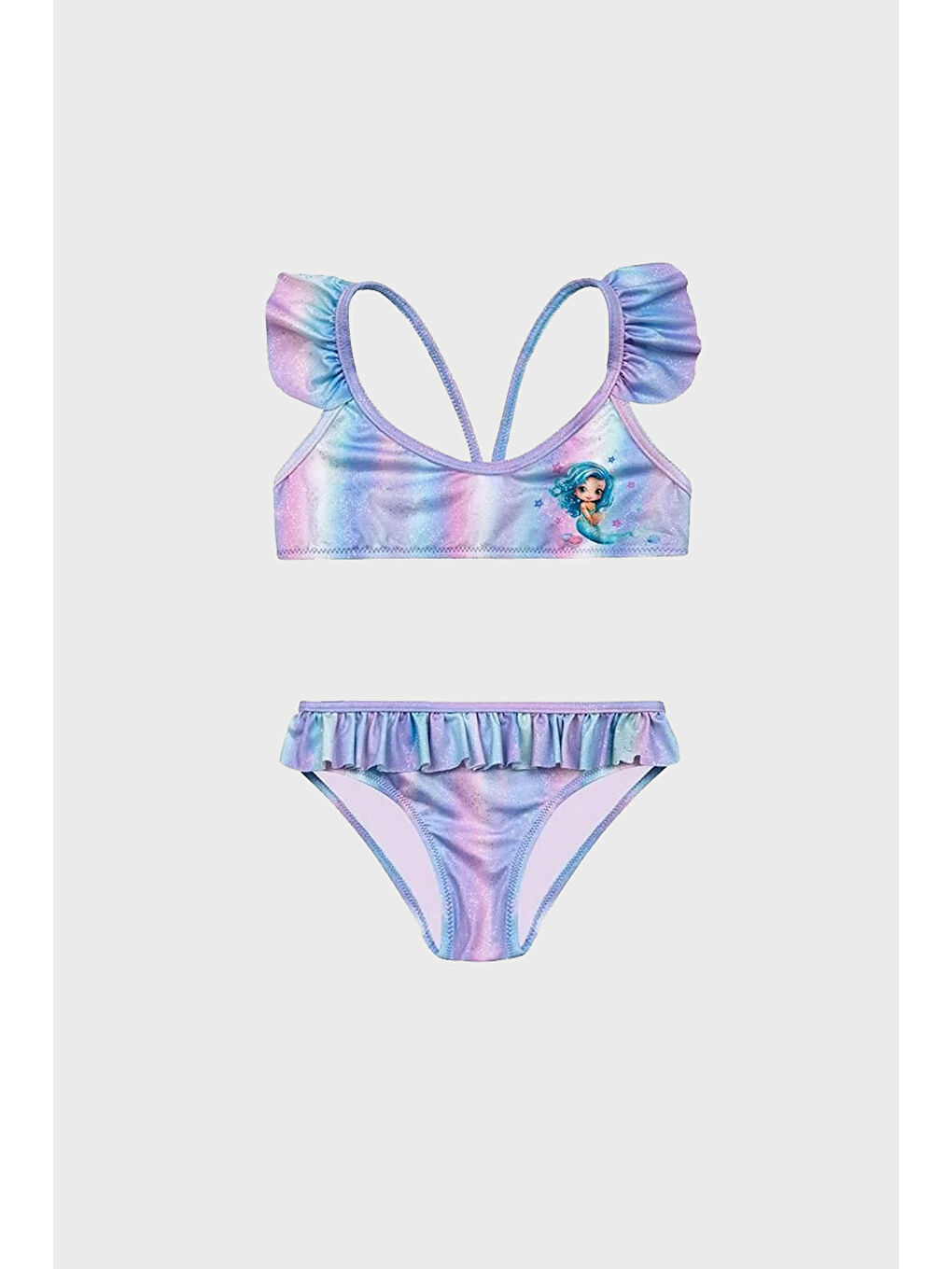 Lila Seastar Desenli Çabuk Kuruyan Fırfırlı Bikini Takım SB2515000109