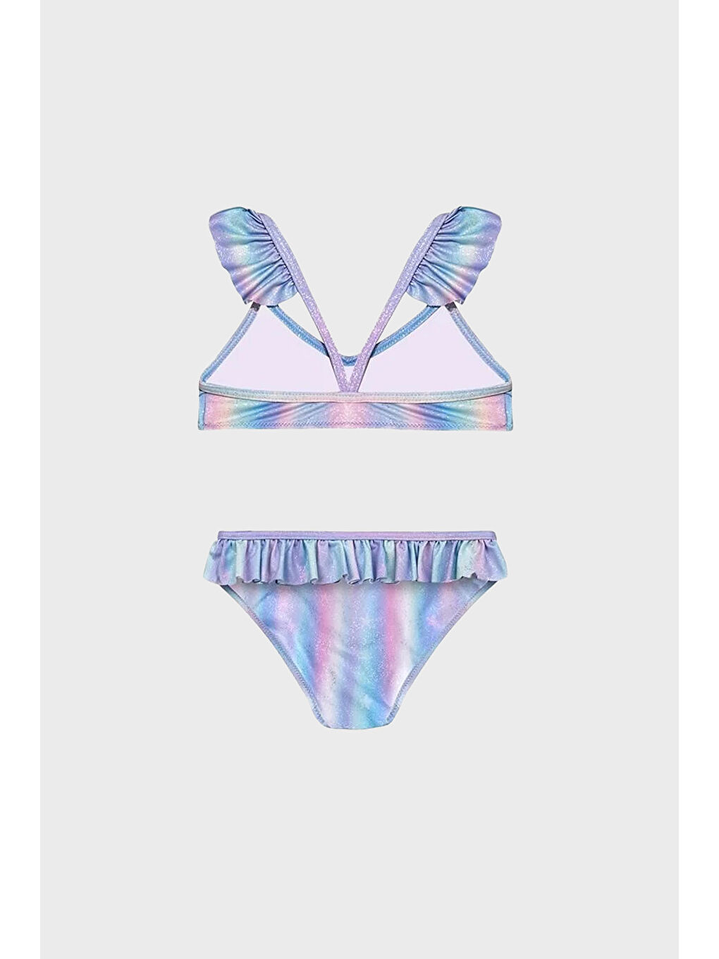 Lila Seastar Desenli Çabuk Kuruyan Fırfırlı Bikini Takım SB2515000109-1