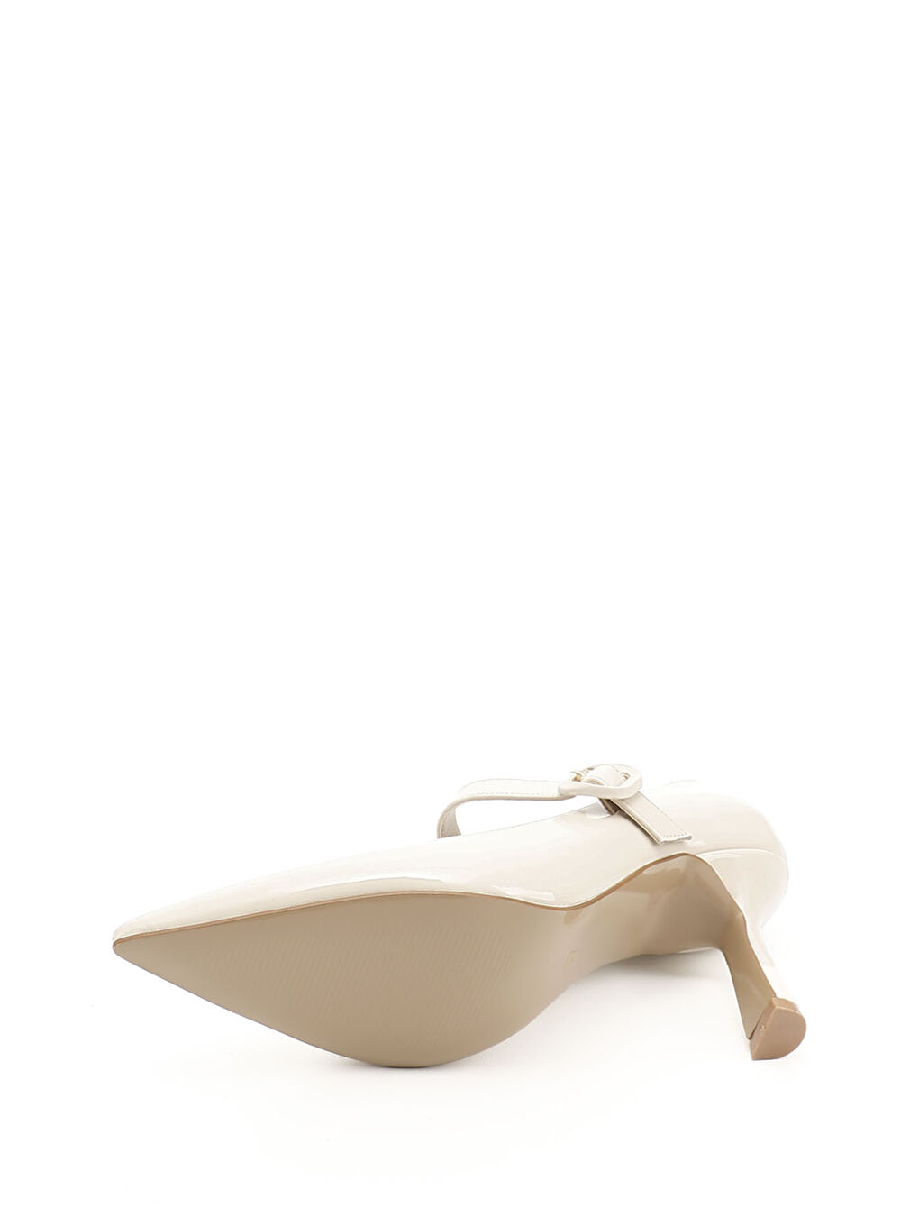 Bej Kadın TEN Sivri Burun Kadeh Ökçe Ayakkabı-3