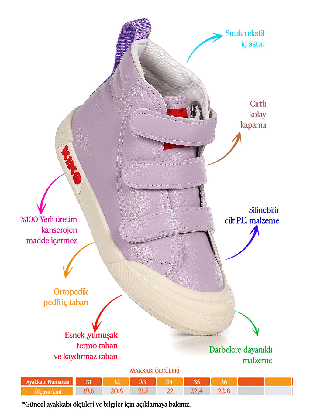 Lila Garf Günlük Cırtlı Kız Çocuk Bot Ayakkabı-1