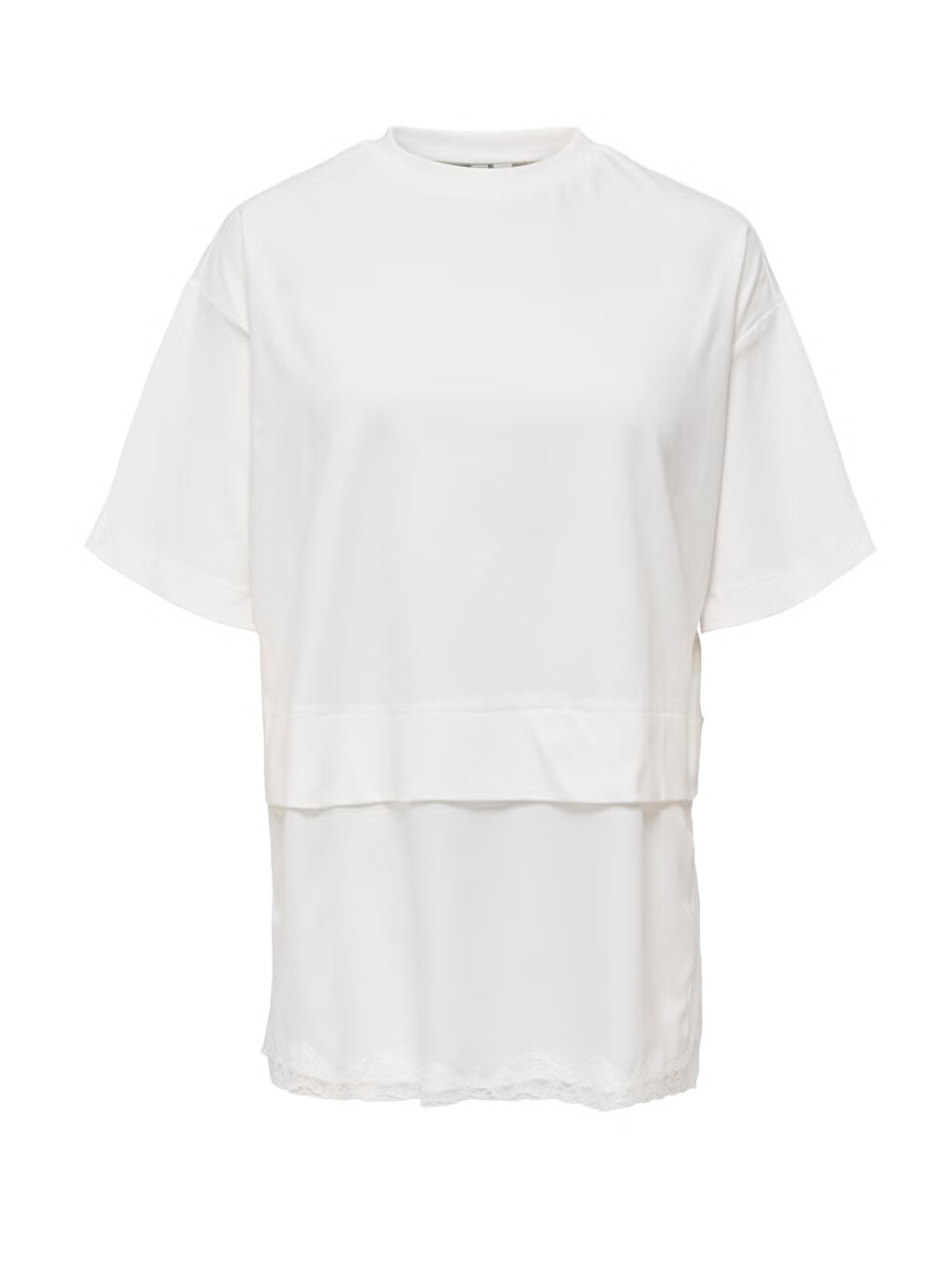 Ekru Onlmexa Pamuklu Regular Fit Dantel Detaylı Kadın T Shirt 15382176-4