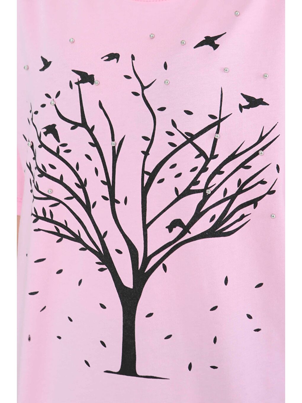 Baskılı Taşlı T-Şhirt Pembe - 27375-4