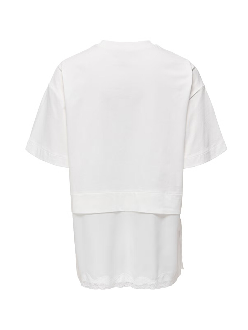 Ekru Onlmexa Pamuklu Regular Fit Dantel Detaylı Kadın T Shirt 15382176-5